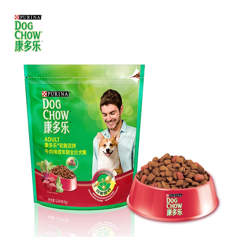 康多樂軟脆雙拼牛肉味成(chéng)年期全價犬糧1.2kg